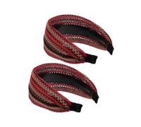 Healvian 2pezzi Retro Wide Hairband for Women Boho High for Parties and Travel Multi-color Crochet Design Sun and Comfort
