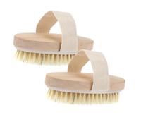 Healvian 2pezzi Spazzola Da Bagno Legno Con Setole Crine Di Maiale Esfoliante Per Spa Trattamento e Miglioramento Della Circolazione Sanguigna