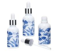 Healvian 3 pezzi Bottiglie Contagocce in Ceramica Porcellana Blu e Bianca per Oli Essenziali Aromaterapia Cosmetici con Dosatore Preciso e Design Orientale Elegante