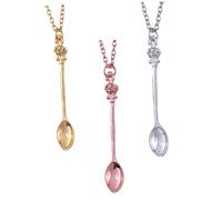 Healvian 3 Pezzi Collana Cucchiaio Girocollo a Catena Catena Della Clavicola Delle Donne Chiave Collana D'argento Cucchiaino a Collane Di Clavicola Fascino Collane Lega