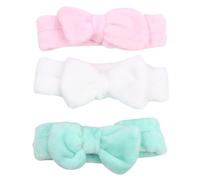 Healvian 3 pezzi Fasce Lavaggio Viso in Pile Corallo con Fasce Elastiche per Morbide e Regolabili Accessori Skincare e Sportivi per Donne e Ragazze Bianco Rosa