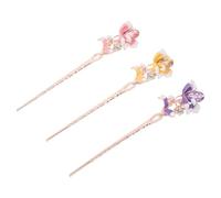 Healvian 3 Pezzi Spille per Antiche Cinesi con Fiori Accessori Leggeri e Resistenti per Acconciature Hanfu Chignon e Updo Design Artigianale Raffinato