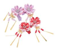 Healvian 4 Pezzi Accessori Hanfu con Fiori per Donne e Ragazze Eleganti Clip Decorativi per Matrimonio Culturali