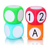 Healvian 4 Pezzi Dadi di Schiuma Cancellabili da 6cm per Insegnamento Scolastico, Superfici Scrivibili, Facile da Impugnare, Cubo Innovativo per Giochi Educativi e Formazione Professionale