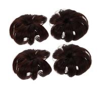 Healvian 4 pezzi di chignon a ciambella per bambini: chignon da ballerina per bambina - Chignon voluminoso con extension per per giochi di finzione e occasioni speciali (scuro)