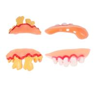 Healvian 4 Pezzi di Dentiera Giocattolo per Cosplay Il Tuo Finto per Primo Vampiro Senza Denti Denti Finti per Halloween Denti Finti Trucco Cattivo Denti Sciocchi