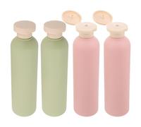 Healvian 4pezzi Flaconi da Viaggio Vuoti in Pe Compressibili Tappo Scatto Contenitori Portatili per Bagnoschiuma Shampoo Gel Doccia Riutilizzabili Verde Rosa