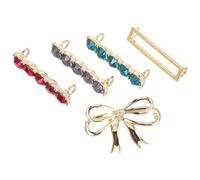 Healvian 5 Paia Clip Decorativi per Lacci da Donna Charm in Metallo con Pietre Colorate Blu Rosso Farfalla Rettangolo Traforato Leggeri e Facili da Installare per Sneakers e Scarpe Casual