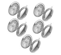 Healvian 5 Pezzi Ciondoli Medaglioni Portafoto Ovali in Acciaio Inossidabile Pendenti Vintage Incisi per Collane Te Accessori per Ricordo