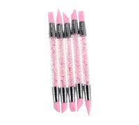 Healvian 5 Pezzi Penna per Decorazione Unghie Doppia Punta in Silicone e Acrilico, per Modellare Unghie Naturali ed Estensioni, per Uso Professionale e Dimostrazioni a Casa, Colore Rosa