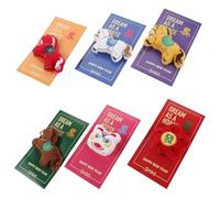 Healvian 6 Buste Rosse 3d Ricamo e Tessuto Morbido, Pacchetto Rosso Tradizionale per Capodanno Cinese Anno del Cavallo, Buste per Soldi, Matrimoni e Feste di Tet