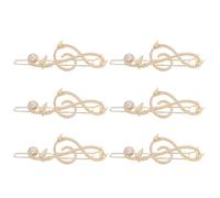 Healvian 6pezzi Fermagli per Chioma Eleganti a Forma di Nota Musicale Perle in Resina e Metallo, Decorativi e Delicati Sul Capelluto, per Matrimonio e Scuola