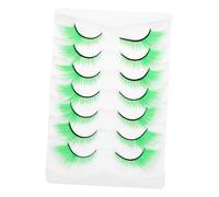Healvian 7 paia Ciglia Finte Verdi Extra Lunghe con Punte per Festa di San Patrizio Trucco Palco e Cosplay Effetto Voluminoso e Accessorio per Occhi Accattivanti