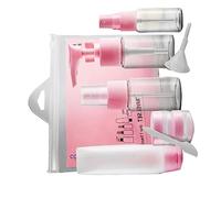 Healvian 9 pezzi Bottiglie Viaggio Portatili Trasparenti Contenitori Spray Refill per Shampoo Lozione e Cosmetici Kit e Resistente per Bagno e Viaggio Colore Rosa