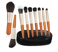 Healvian 9pezzi Pennelli Per Trucco Con Custodia Portapennelli Per Ombretto Polvere Fard Sfumino Contouring Viso Trucco Da Viaggio Cosmetici Per Viso