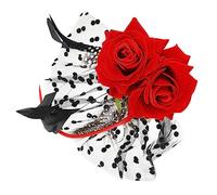 Healvian Accessorio Di Rete Fascia Rossa Accessori Per Floreali Rossi Fermaglio Per Con Fiori Fiori Di Stoffa