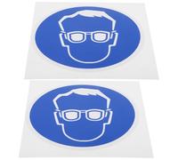 Healvian Adesivi Sicurezza Indossare Occhiali Protettivi 2 Pezzi Diametro 100Mm Cartelli Autoadesivi per Industria e Lavoro in Fabbrica