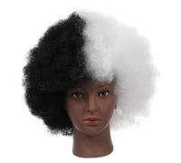 Healvian Afro Wig Corto Riccio per Donne Nere Resistente al Calore Cap Construction Traspirante per Party Cosplay e Uso Quotidiano Nero e Bianco