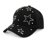 Healvian Bling Baseball Cap con scintillante stella a cinque punti, elegante, protezione dai raggi UV, per uomo e donna, alla moda, per sport all'aria aperta e tutti i giorni, look denim nero