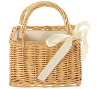 Healvian Borsa a Mano in Vimini Intrecciato Rettangolare, Cesto Portafrutta e Portaoggetti Leggero e Portatile, Cestino Naturale per Conservazione di Fiori e Verdure, Accessorio Multiuso