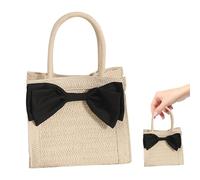 Healvian Borsa da Spiaggia Intrecciata in Paglia Beige, Elegante | Riutilizzabile e Resistente, per Uscite in Città e Viaggio, Adatta a Chiavi, Carte e Piccoli Giochi
