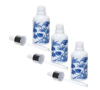 Healvian Bottiglie Olio Essenziale in Ceramica 30ml Contagocce Set Da 3 Pezzi, Flaconi Piccoli Per Viaggi e Aromaterapia, Corpo in Porcellana Blu e Bianca Resistente e Compatto