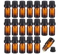 Healvian Bottiglie per Olio Set da 20 Pezzi da 5ml in Vetro Marrone Portatili e Facili da Usare, per Viaggio e Conservazione Cosmetica