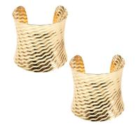 Healvian Bracciale Rigido Aperto Largo in Metallo Placcato Oro Texture Scanalata Ondulata Set 2 Pezzi Braccialetti a Polsino Adattabili per Donna Accessorio Elegante per Feste e Uso