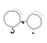 Healvian Braccialetti da Polso per Coppie in Acciaio Inox Regolabili Design Astronauta a Forma di Cuore Set 1 Paio per Festa degli Innamorati Anniversario e Regalo Decorativo Leggero