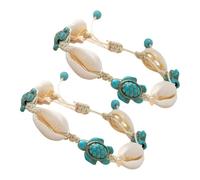 Healvian Braccialetti Estivi Boho Conchiglie e Tartaruga, Set 2 Pezzi Bracciale e Cavigliera da Spiaggia, Accessori Moda Vacanze Mare Donna