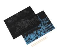 Healvian Carta da Grattare Nera Fai da Te 2 Pezzi, Pittura a Graffio Creativa e Adulti, Set DIY Scenari Urbani (monte Fuji e Sydney Opera House) per Attività Artistiche e Decorazioni