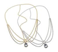Healvian Catena per la Testa da Sposa in Lega Cristalli Set 2 Pezzi Oro e Argento Gioielli a Catena per Chioma Donna Accessori per Matrimoni e Feste Copricapo Frontale Elegante e