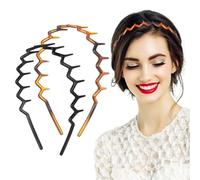 Healvian Cerchietto per capelli a zigzag e dentellato, da donna, 2 pezzi, fasce ondulate regolabili con denti a pettine, unisex, alla moda, per capelli sottili