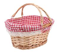 Healvian Cestino da Picnic Cesto di Cappuccetto Rosso Cestino Picnic con Manico per Il Pane Tempo di -nic Picnic in Vimini Cestino Portapane Pasquale in Rattan Stoffa Manuale Cibo Sposa