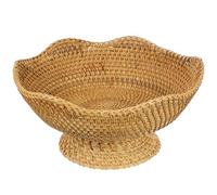 Healvian Cestino Rotondo Intrecciato in Rattan Resistente Base Robusta, Cestino Piccolo per Frutta e Pane, Stile Semplice per Tavolo da Pranzo o Ristorante, 25cm