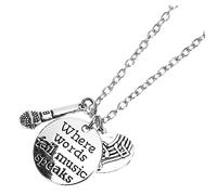 Healvian Collana Con Nota Musicale 2 Pezzi Ornamento Musicale Con Microfono Decorazione Musicale Voce Collana In Oro Per Uomo Mamma Con Chiave Musicale Collana A Tema Musicale