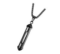 Healvian Collana di urna in acciaio in titanio collane collanina collana con urna per le ceneri collana di cenere per uomo collana uomo Acciaio titanio Black