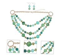 Healvian Collana e Orecchini Pendenti in Resina Da Donna Catenella Da Collo Elegante e Orecchini Verdi Squisitamente Lavorati