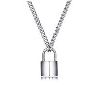 Healvian Collana Lucchetto in Acciaio al Titanio da Uomo, Ciondolo Leggero e Comodo, Gioielli Moderni per Feste e Compleanni, Design Unico a Serratura, Regalo Elegante