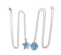 Healvian collana sirenetta pendente a conchiglia collana di conchiglie di sirena collana oceanica collana con ciondolo a conchiglia collana a coda di pesce a tema oceanico lega Sky-blue