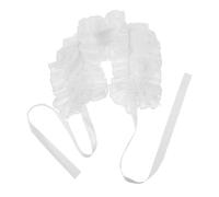 Healvian collare di funghi costume cosplay a rete a strati colletto finto in pizzo da donna colletto con volant in tulle collo della camicetta della camicia collare finto chiffon bianca