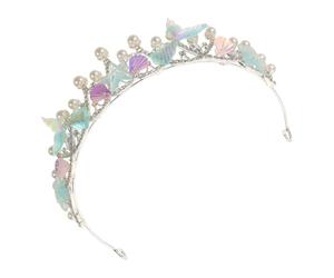 Healvian Corona da Sirena Blu Perle Barocche e Strass, Tiara da Sposa Leggera e Confortevole, Cerchietto Elegante per Feste a Tema Mare e Balli in Maschera