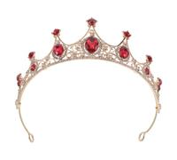Healvian Corona da sposa con strass, tiara da regina, accessorio per capelli da sposa retrò, copricapo da reale, accessorio per costume per compleanno