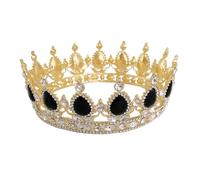 Healvian Corona Elegante Barocca Strass a Goccia Accessorio per Chioma da Sposa Leggero in Lega Dorata Decorazioni Nere Copricapo Artigianale per Matrimoni e Feste Speciali