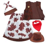 Healvian Costume da Cowboy Donna per Carnevale con Cappello, Gilet e Bandana Non Tessuto Leggero per Travestimenti Veloci e Feste a Tema Western Autentico