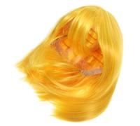Healvian Cuffia della parrucca gialla bob costume pizzo rosa Frangia parrucche corte da donna parrucca corta e dritta parrucca da donna Filo ad alta temperatura