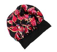 Healvian Cuffietta Da Notte Satin Con Motivi Floreali Berretto Per Lunghi Cappello Da Dormire Morbido e Traspirante Per Uso Notturno e Dei Multiuso Per Doccia e Trucco