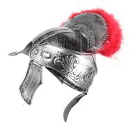 Healvian Elmo Romano da Uomo in Plastica Argento Cresta Rossa, Copricapo Costume da Soldato per Feste, Cosplay e Carnevale, Accessorio Leggero per Eventi Storici e Teatrali