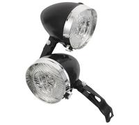 Healvian Faro Anteriore per Bicicletta Retrò a LED con Luce Rotonda e Supporto Forcella Set da 2 Pezzi Faro Anteriore Girevole per Bici da Strada Mountain Bike e per Guida Notturna