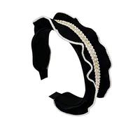 Healvian fascia per elastici per con perle fasce per le donne fasce da donna finiture nere fascia a nodo elegant hairdo copricapo da festa cerchio per tessuto Black